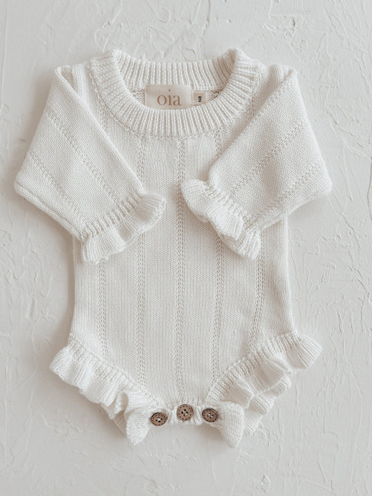 Asteria Ruffle Romper | Warm White
