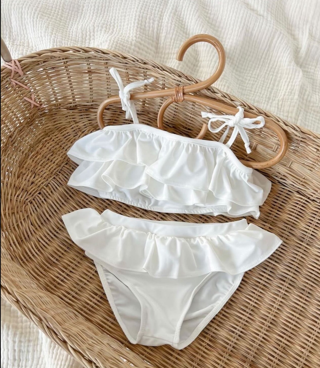 Girls Ruffle Two-Piece Swimsuit | White