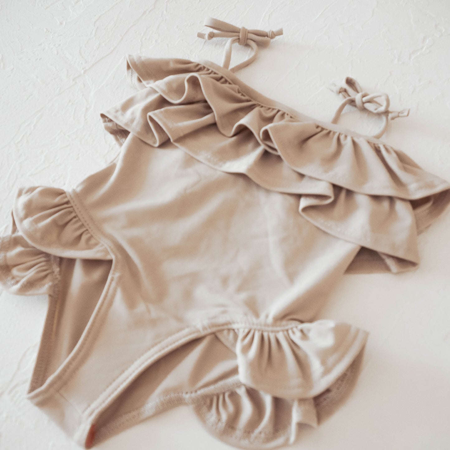 Girls Ruffle Swimsuit | Taupe