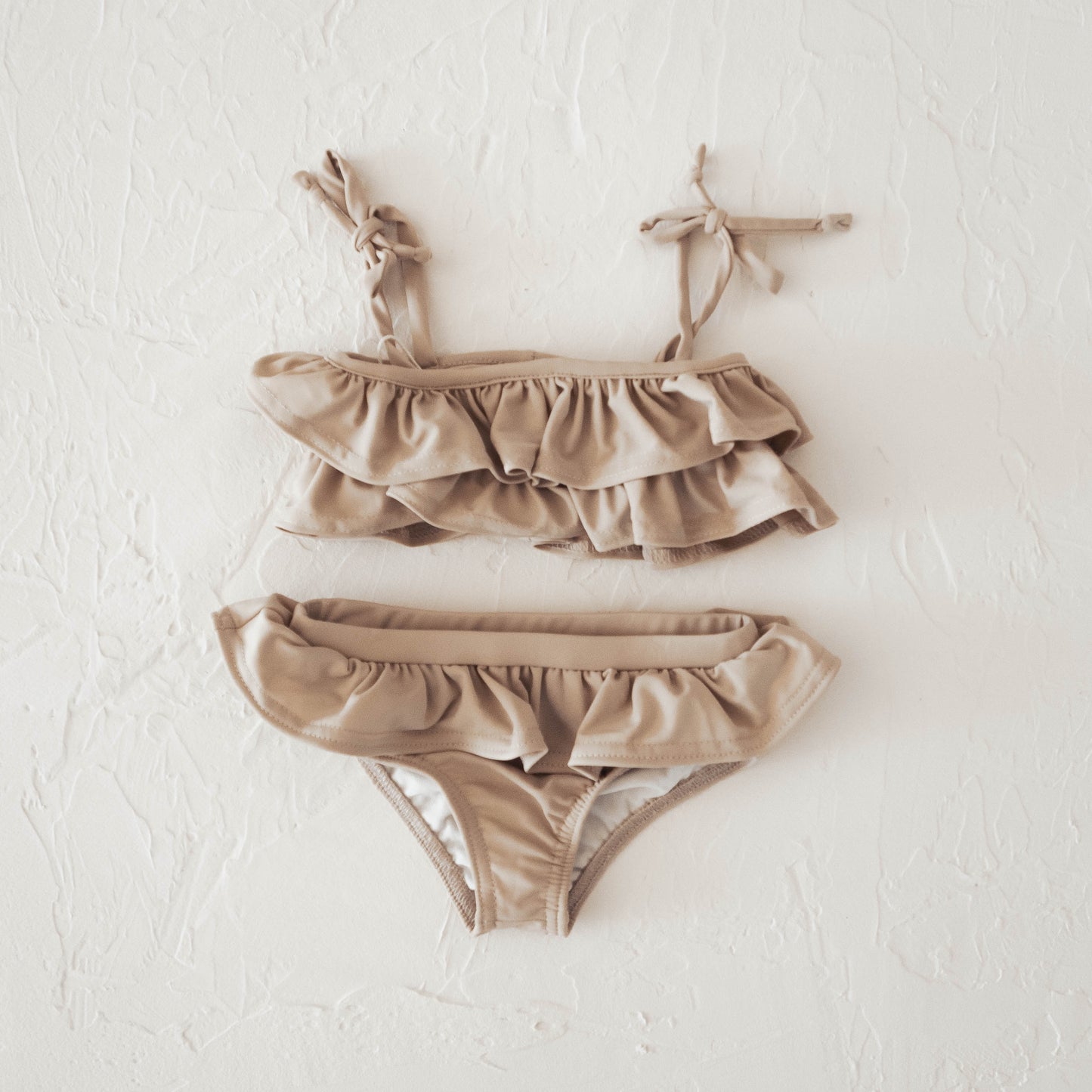 Girls Ruffle Two-Piece Swimsuit | Taupe