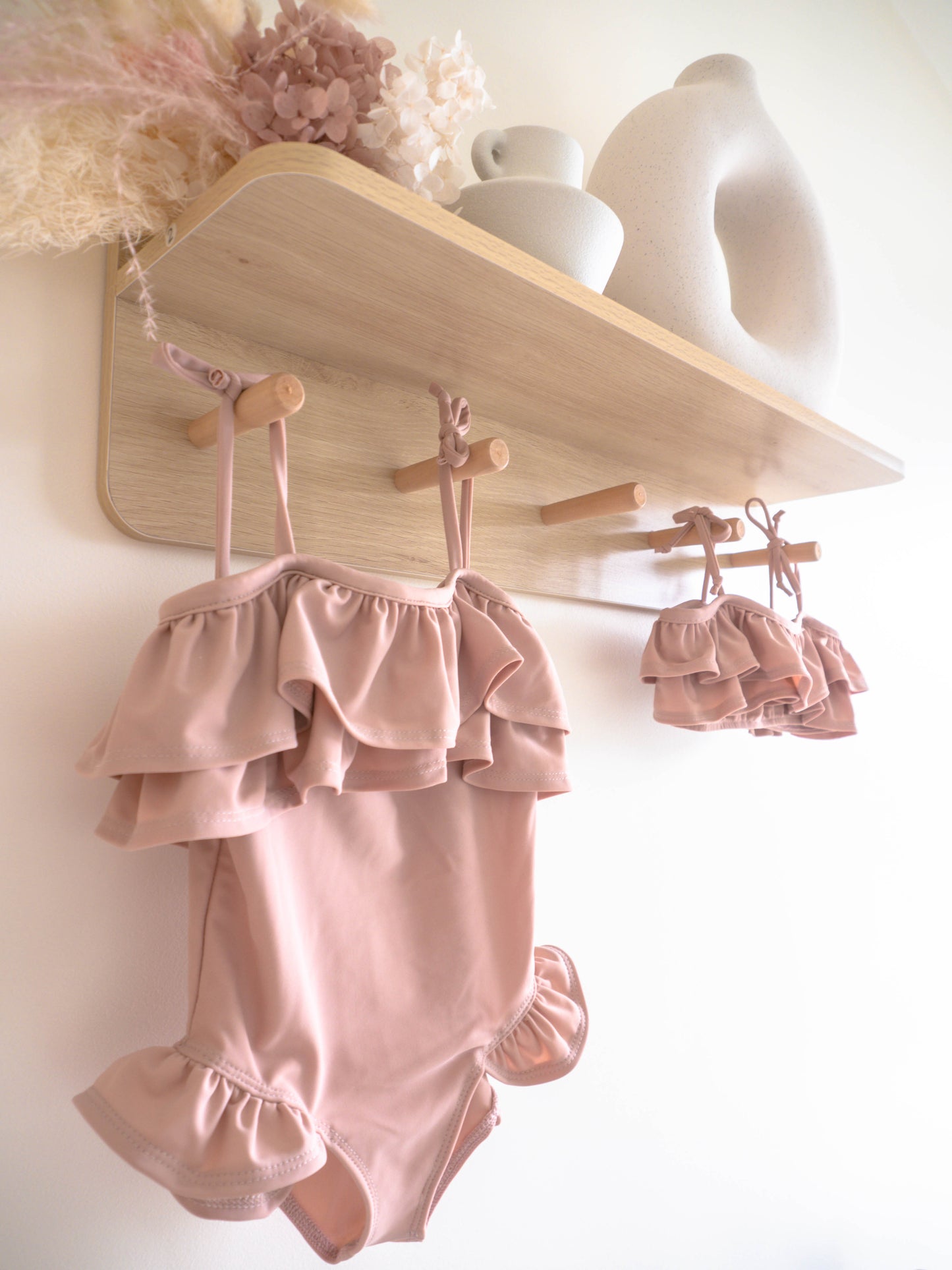Girls Ruffle Swimsuit | Dusty Pink