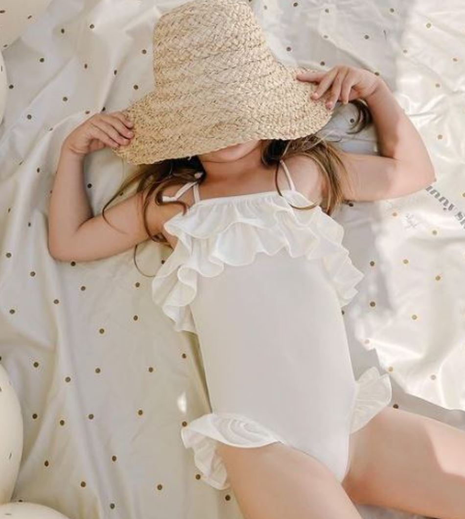 Girls Ruffle Swimsuit | White