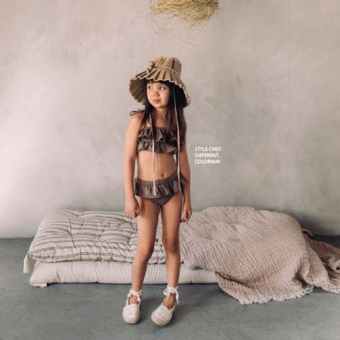 Girls Ruffle Two-Piece Swimsuit | Taupe