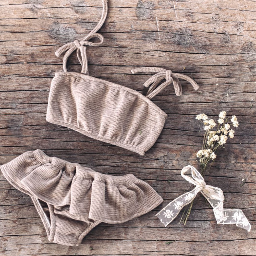 Girls Cotton Sunsuit | Stone
