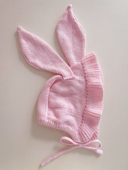 Frill Knit Bunny Bonnet | Petal Pink