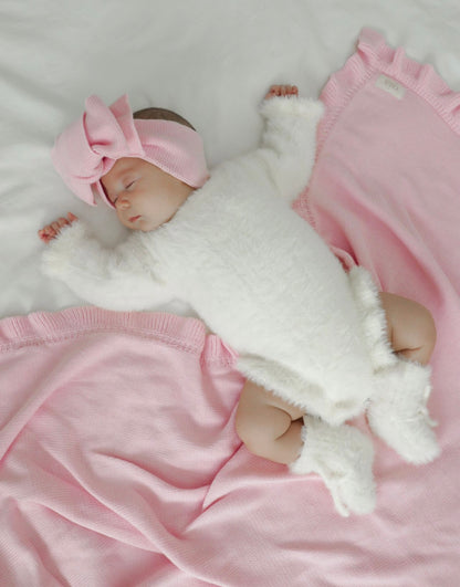 Nephele Faux Fur Frill Romper | Milk White