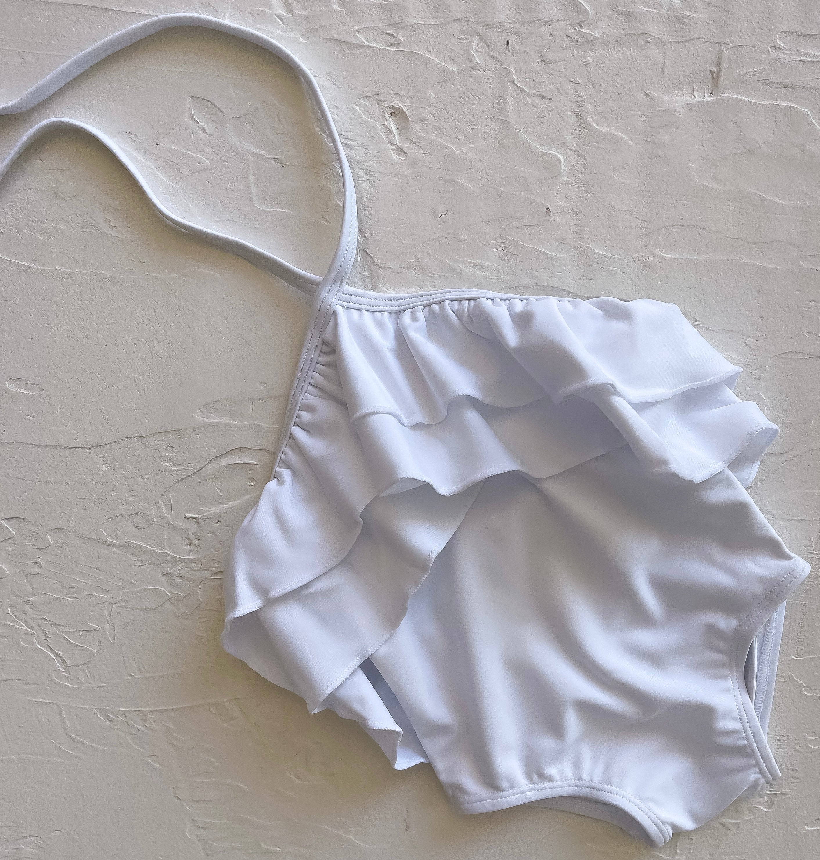 White ruffle hot sale bathing suit