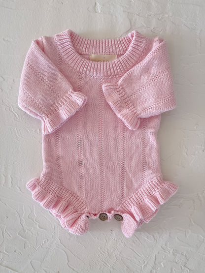 Asteria Ruffle Romper | Petal Pink