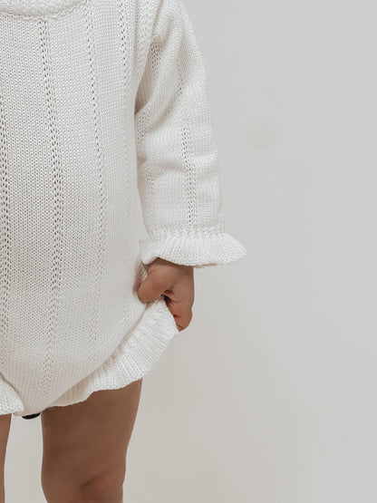 Asteria Ruffle Romper | Warm White