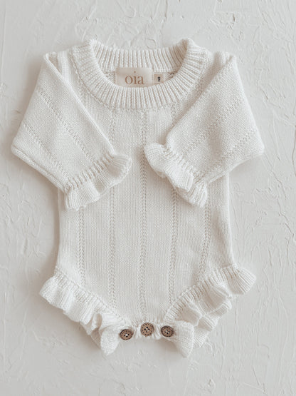 Asteria Ruffle Romper | Warm White