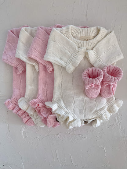 Asteria Ruffle Romper | Petal Pink