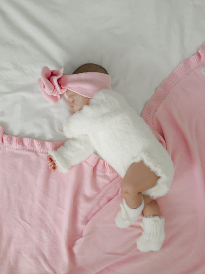 Nephele Faux Fur Frill Romper | Milk White