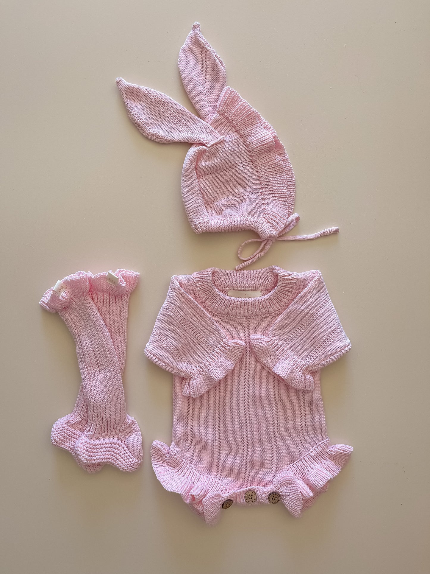 Frill Knit Bunny Bonnet | Petal Pink