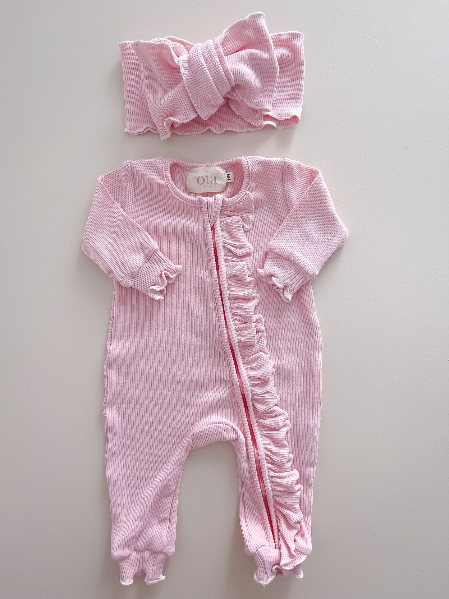 Frilly Zipsuit | Peony Pink - two tone