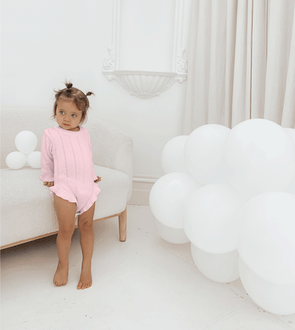 Asteria Ruffle Romper | Petal Pink