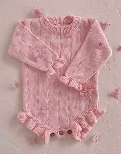 Asteria Ruffle Romper | Petal Pink