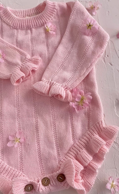 Asteria Ruffle Romper | Petal Pink