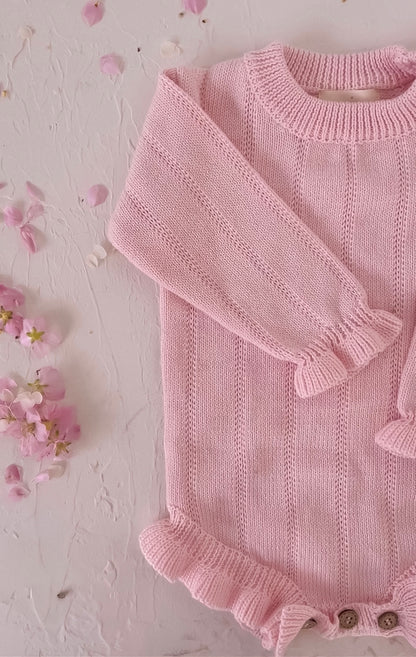 Asteria Ruffle Romper | Petal Pink